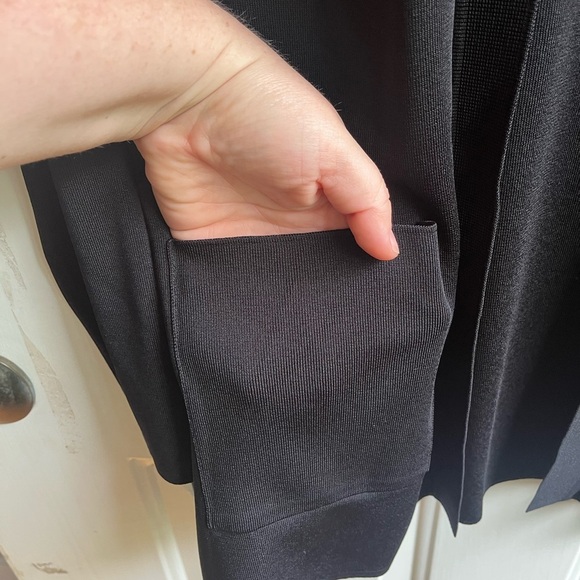 Misook NWOT Cardigan Sweater Womens Top Black Open Longline Capsule Normcore Lrg - Picture 3 of 6